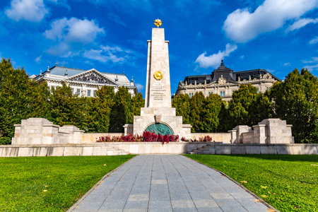 BUDAPEST, HUNGARY - October 10, 2019: The monument to the Soviet liberation of Hungary in World War...