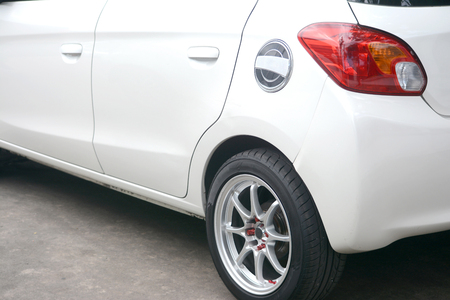 Rear view of a carの写真素材