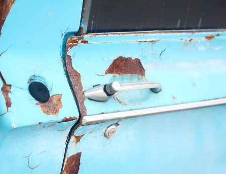 Door handle of old carの写真素材