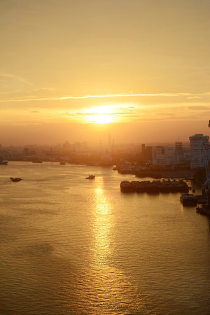 Chao phraya river Sunriseの写真素材