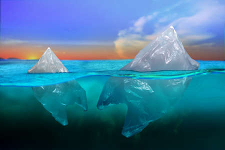 Plastic pollution in marine environmental problems Animals in the sea cannot live. And cause plastic pollution in the ocean (Environmental concept)の写真素材