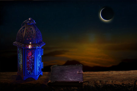 Arabic lantern, Ramadan kareem backgroundの写真素材