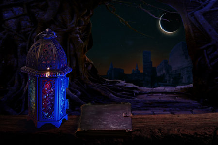 Arabic lantern, Ramadan kareem backgroundの写真素材