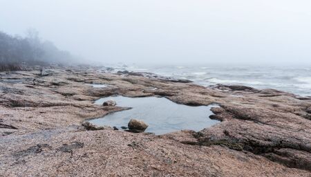 Foggy seasideの写真素材