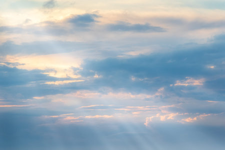 Sun rays through soft clouds