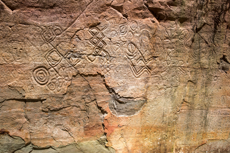 Pictures and inscriptions on the rock wall at the foot of Naegokcheon Stream, Dudong-ri, Ulju-gun, Ulsan, Koreaの写真素材