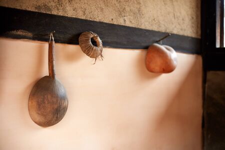 A traditional kitchen. Korean Folk Village in the city of Yongin, South Korea.の写真素材