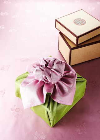 Luxurious and colorful Korean traditional gifts.の写真素材