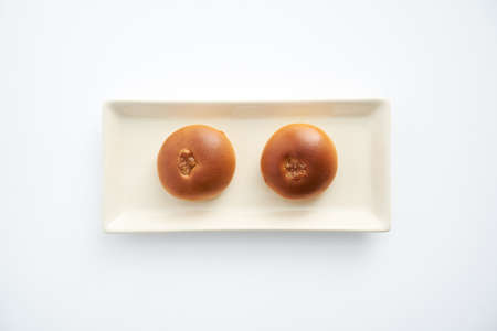 Anpan bread on a white background.の写真素材