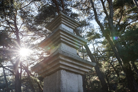 Three-story Stone Pagoda in Gyeongju.の写真素材