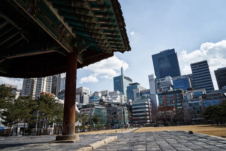 Seonjeongneung Royal Tombs of the Joseon Dynasty located in Gangnam, Korea.のeditorial素材