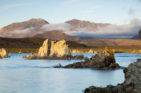 tufa formations on Mono Lake in the Owens Valley of Californiaの写真素材