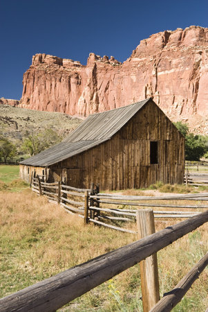 scenic view of Gifford farm in Capital Reef National Parkの写真素材