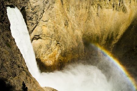 rainbow on Yellowstone Falls on the Yellowstone River の写真素材