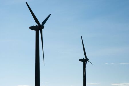 wind turbines on a wind farm in Texasの写真素材