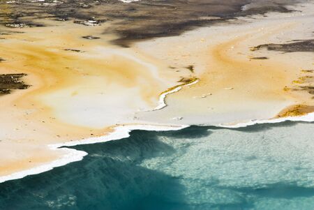 abstract patterns in the thermal hot springs in Yellowstone National Parkの写真素材