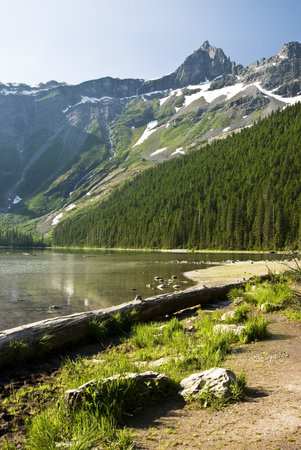 Avalanche Lake in Glacier National Parkの写真素材