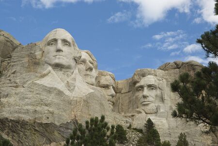 close view of Mount Rushmore National Monument in the Black Hills of South Dakota.のeditorial素材