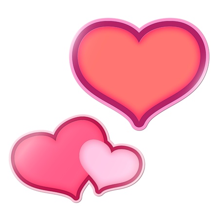 Two soft heart San Valentine stickers illustration.のイラスト素材