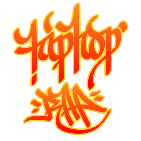 Hip-hop and Rap words written with graffiti style on white background のイラスト素材