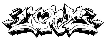 Love word in readable graffiti style. Black line isolated on white backgroundのイラスト素材