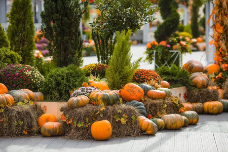 Decorative pumpkins from the Golden autumn festival in Moscow, near red square, the Kremlin....