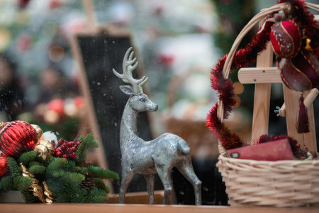 christmas decoration. Beautiful landscape festives in Moscow. Decorated Christmas trees.の写真素材