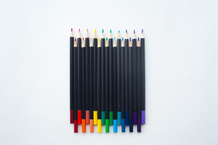 Color pencils on an isolated white background.