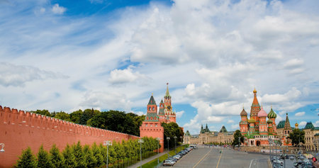 Moscow, Russia-July 25, 2020: St. Basil's Cathedral on Vasilievsky descent on red square on a Sunny...