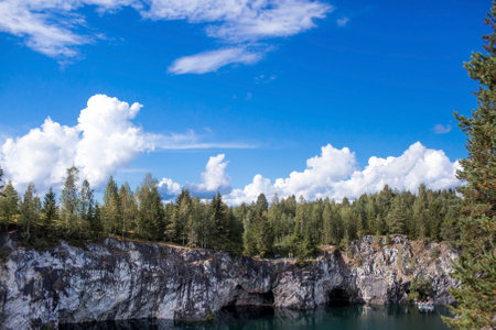 Republic of Karelia. Small Marble Lake. Ruskeala Mountain Park. Ruskeala village.の写真素材