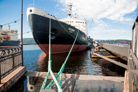 Nuclear icebreaker "Lenin" - the world's first ship with a nuclear power plant, Murmansk, Russiaのeditorial素材