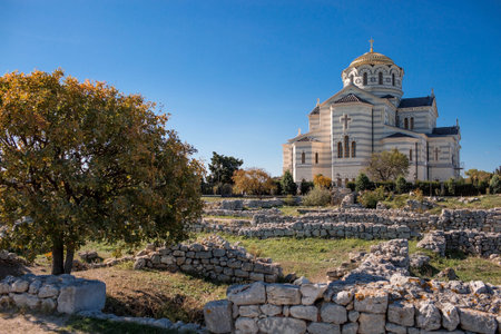 Vladimir Cathedral in Tauride Chersonese. Russia, Republic of Crimea, October.