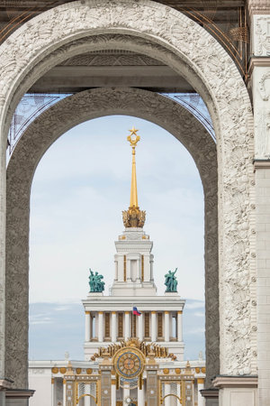 Russia. Moscow. Pavilion No. 1 Central. House of the Peoples of Russia at VDNH (VVC)のeditorial素材