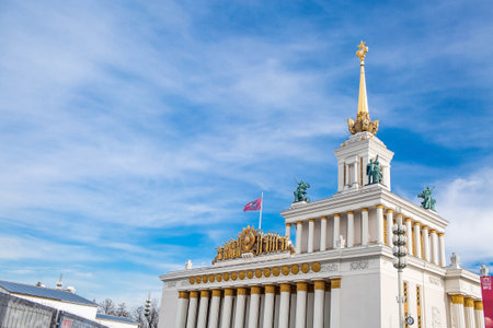 Russia. Moscow. Pavilion No. 1 Central. House of the Peoples of Russia at VDNH (VVC)のeditorial素材