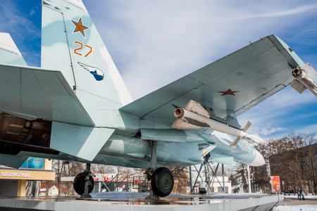 Russia, Moscow. The SU-27 military fighter at VDNH (VVC).