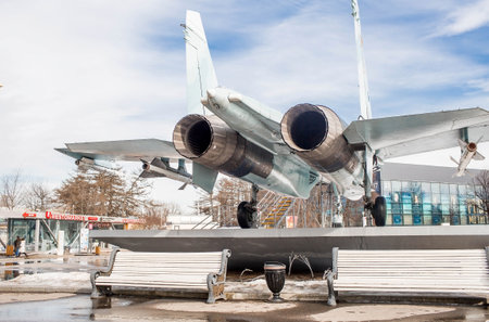 Russia, Moscow. The SU-27 military fighter at VDNH (VVC).のeditorial素材