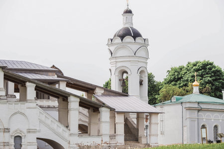 Architectural landmark of the Ascension Church in Kolomenskoye Park in spring. A famous Moscow place and tourist attraction. The business card of Moscow. Kolomenskoye Park, Moscow, May 2023の写真素材