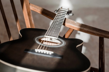 Guitar. Guitar chords. Acoustic guitar. Music. Musical background. An image of an acoustic guitar in...
