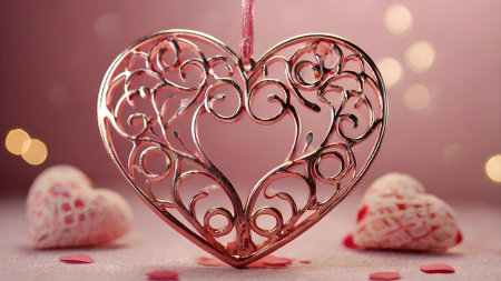 A banner for Valentine's Day. Hearts with festive lights in the form of a side in the background. A mock-up of an invitation card for a Valentine's Day party, a place to copy.の素材