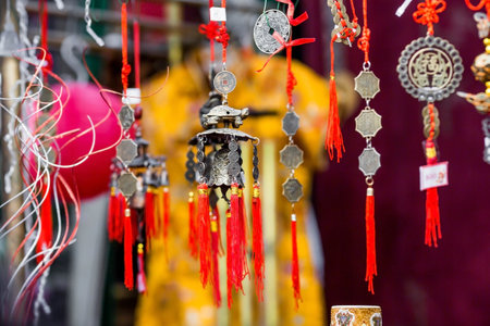 Close-up of Chinese red lanterns. The first ever meeting of the Chinese New Year 2024.の写真素材