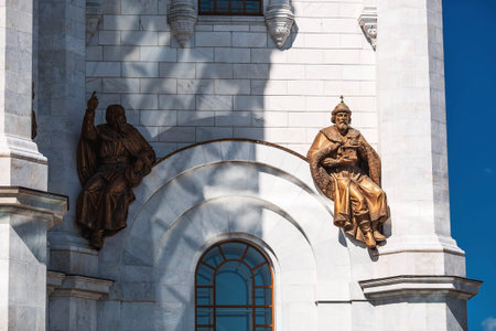 The Russian Orthodox Cathedral. Cathedral of Christ the Savior in Moscow. Details, decorative...