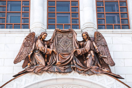 The Russian Orthodox Cathedral. Cathedral of Christ the Savior in Moscow. Details, decorative...