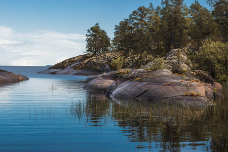 Ladoga skerries, stone islands on Lake Ladoga. Republic of Karelia, Russia.の写真素材