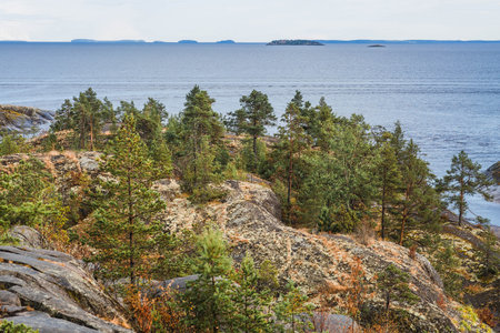 Ladoga skerries, stone islands on Lake Ladoga. Republic of Karelia, Russia.の写真素材