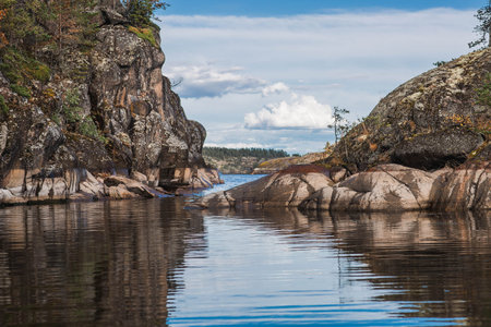 Ladoga skerries, stone islands on Lake Ladoga. Republic of Karelia, Russia.の写真素材