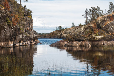 Ladoga skerries, stone islands on Lake Ladoga. Republic of Karelia, Russia.の写真素材