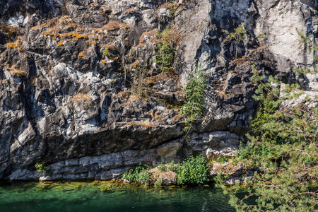 Russia. Summer landscape of the Ruskeala mountain park. The turquoise and marble canyon in summer. Russia, Republic of Karelia, village of Ruskeala.の写真素材