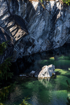 Russia. Summer landscape of the Ruskeala mountain park. The turquoise and marble canyon in summer. Russia, Republic of Karelia, village of Ruskeala.の写真素材