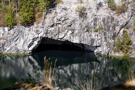 Russia. Summer landscape of the Ruskeala mountain park. The turquoise and marble canyon in summer. Russia, Republic of Karelia, village of Ruskeala.の写真素材