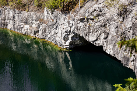Russia. Summer landscape of the Ruskeala mountain park. The turquoise and marble canyon in summer. Russia, Republic of Karelia, village of Ruskeala.の写真素材